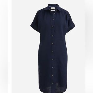 Jcrew Navy Linen Shirt Dress